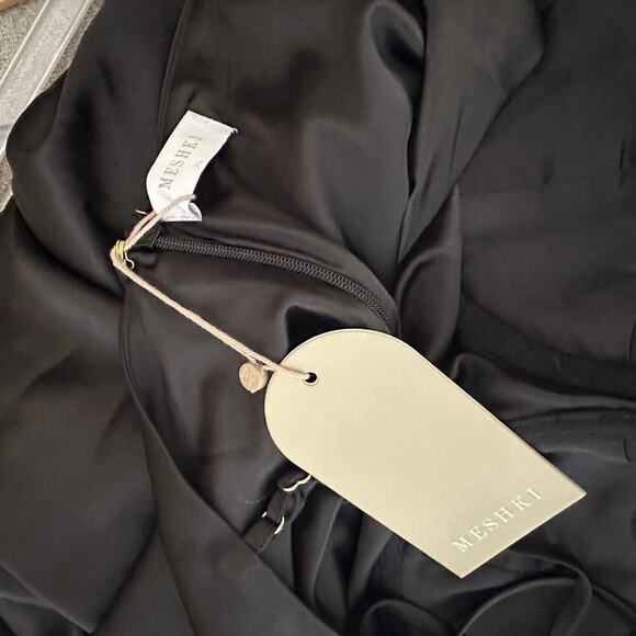 Meshki Zahli Corset Top Stitch Satin Mini Slip Dress Black Size XL Minimalist - Picture 8 of 9